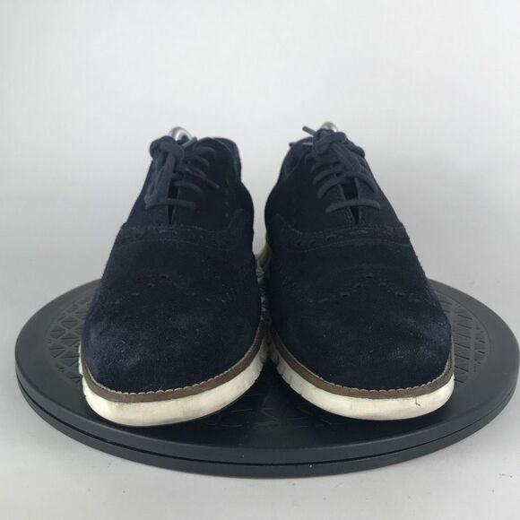 Cole Haan ZeroGrand Wingtip Oxford Blue Suede Dress Shoes C24527 Men’s Size 9 - Picture 2 of 12